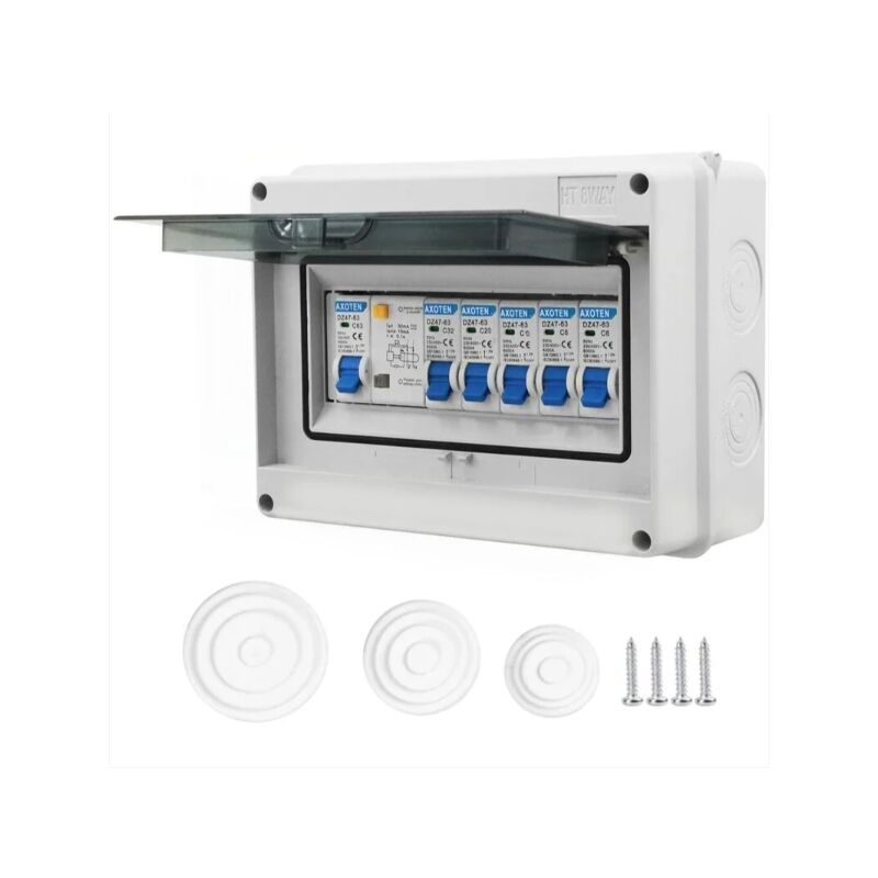 Panneau de Disjoncteur d'unité de Consommateur à 4 Voies, Boîte de Disjoncteur de Fuite,Tableau Electrique Etanch,Disjoncteurs électriques