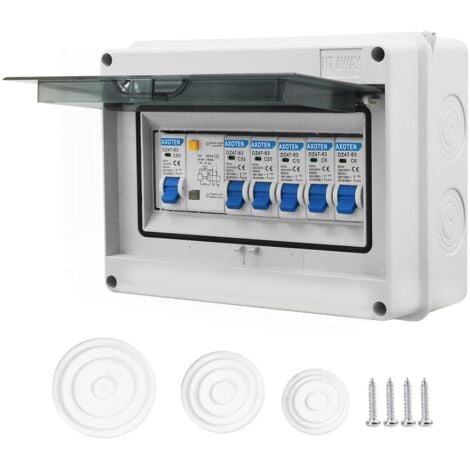 PARYOU Panneau de Disjoncteur d'unité de Consommateur à 4 Voies, Boîte de Disjoncteur de Fuite,Tableau Electrique Etanch,Disjoncteurs électriques 63A,Commutateur D'air IP65