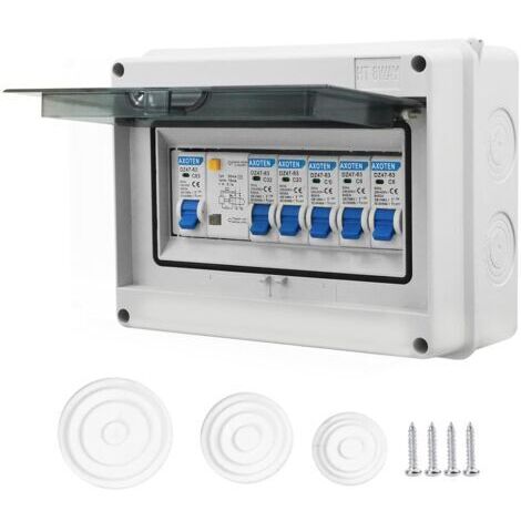 Panneau de disjoncteur unipolaire 63A Indice d'étanchéité IP65 4 voies avec interrupteur de fuite Pour garage et atelier
