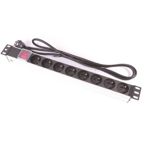 Panneau de distribution 19' 8 prises 2P+T avec interrupteur et avec cable 2 m - Uniformatic