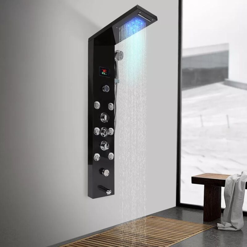 Senderpick - Panneau de douche à main led 8 jets Système de robinetterie pour cascade de salle de bain