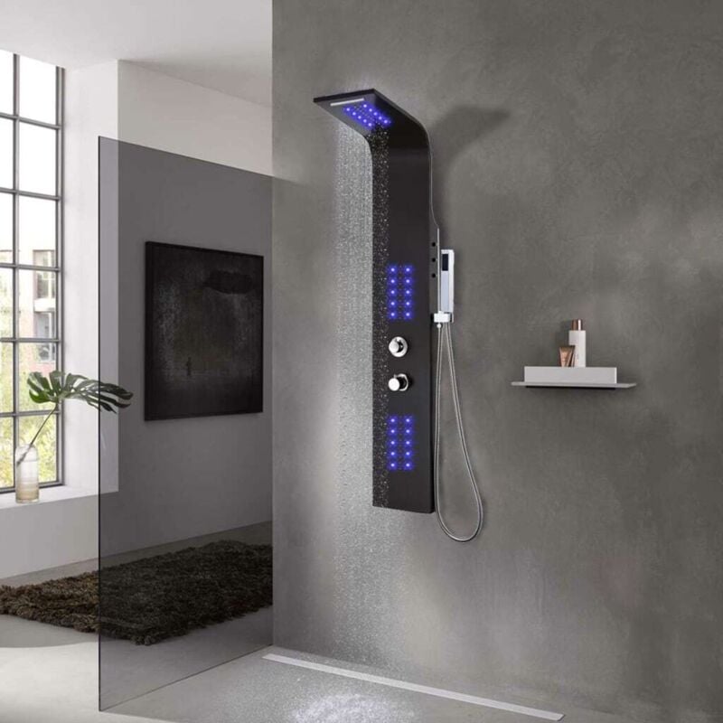 Vidaxl - Panneau de douche aluminium 20x44x130 cm noir