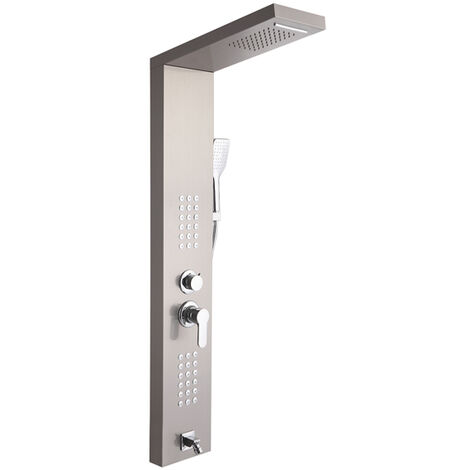 Panneau de douche avec thermostat en acier inoxydable,Colonne de douche en acier inoxydable avec douchette,Douche à pluie en cascade et affichage de la température LED,5 fonctions