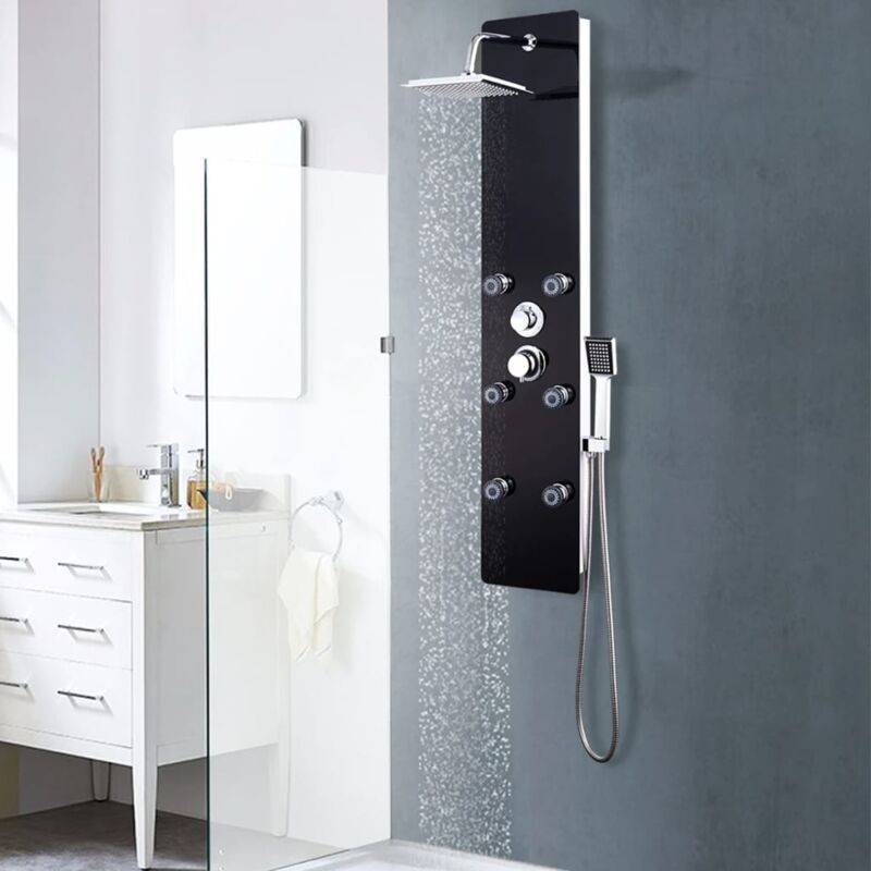Panneau de douche Écran de douche - Verre 25 x 44,6 x 130 cm Noir BV289818