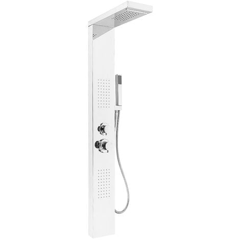 Panneau de Douche en Acier Inoxydable 4 Fonctions Pluie Cascade Jets de Massage Miroir argent