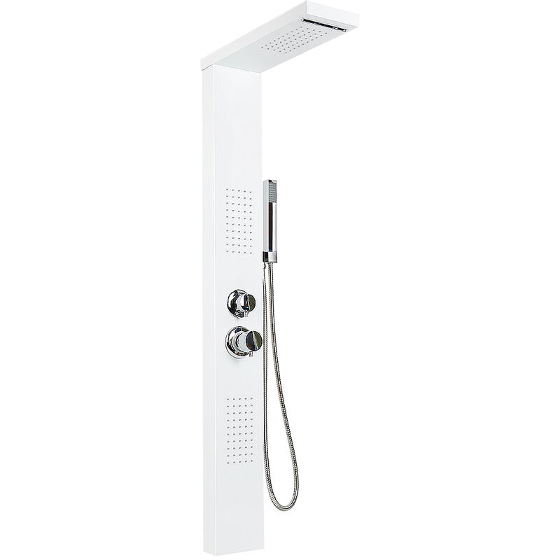 Aqrau Colonne de Douche Hydromassante Panneau de Douche en Acier Inox 304, Panneau de Douche Multifonctionnel Pour la Salle de Bains Blanc
