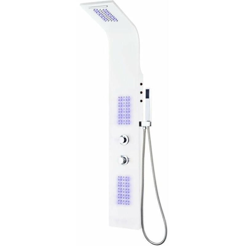 Panneau de douche pomme de douche robinet aluminium 130 cm blanc