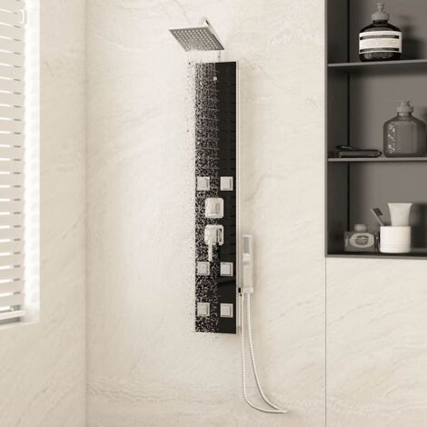 Panneau de douche  Verre 18x45,5x130 cm Noir - Luxueux Chic-650466