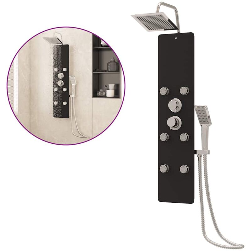 Panneau de douche Verre 25x47,5x130 cm Noir - Vidaxl