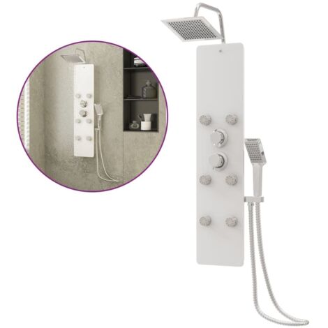 Panneau de douche Verre 25x47,5x130 cm Blanc CFW298153
