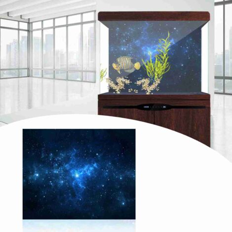 Panneau de Fond Aquarium PVC Épais avec Décor de Nébuleuse et Étoiles 61x30cm - AUTRES