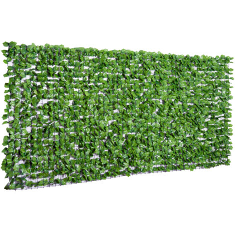Panneau de haie artificielle occultant, brise-vue avec feuillage, clôture de jardin, protection UV, 300 x 150 cm, vert