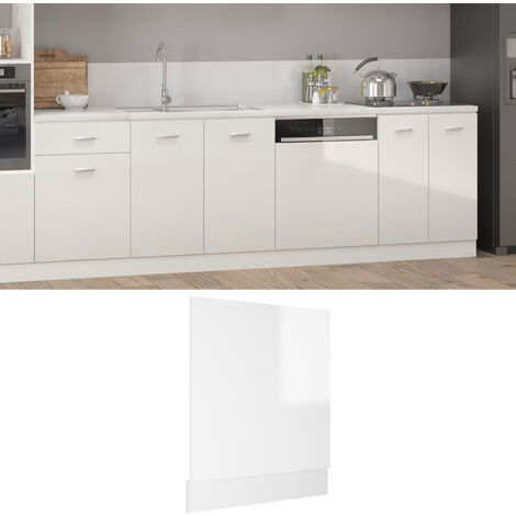 Panneau de lave-vaisselle Blanc brillant 59,5x3x67 cm Agglomere