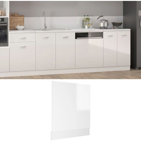 Panneau de lave-vaisselle Blanc brillant 59,5x3x67 cm Aggloméré - Blanc