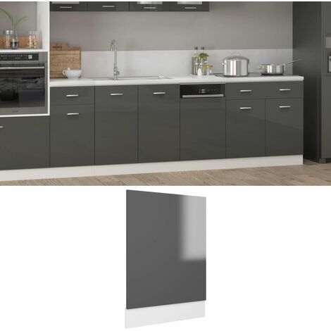 Panneau de lave-vaisselle Gris brillant 45x3x67 cm Aggloméré