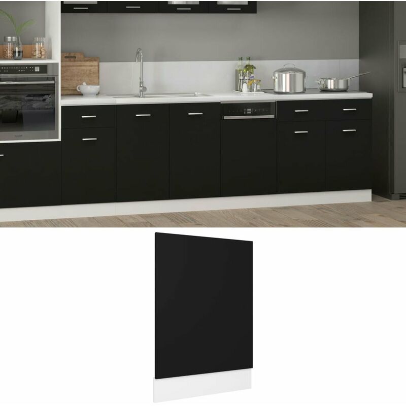 Panneau de lave-vaisselle Noir 45x3x67 cm Agglomere
