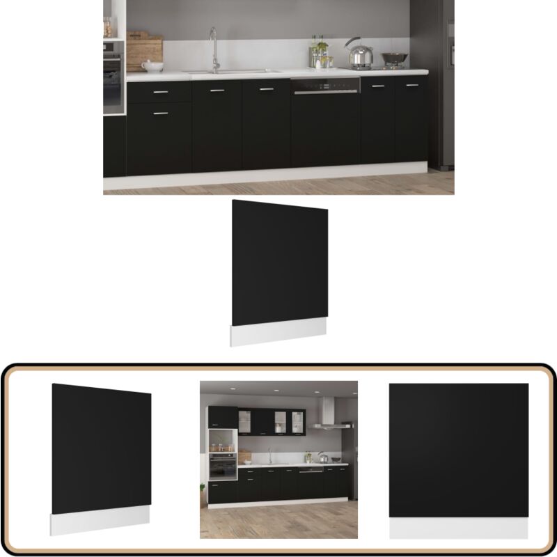 Panneau de lave-vaisselle Noir 59,5x3x67 cm Aggloméré - Panneau Lave Vaisselle - Meuble Cuisine - Armoire Cuisine - Facade Lave Vaisselle