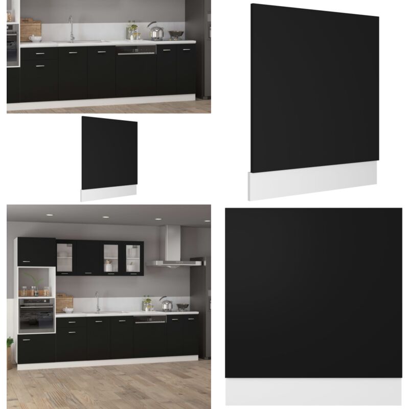 Panneau de lave-vaisselle Noir 59,5x3x67 cm Aggloméré - Panneau Lave Vaisselle - Meuble Cuisine - Armoire Cuisine - Facade Lave Vaisselle
