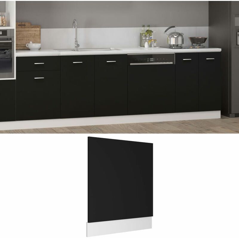 Panneau de lave-vaisselle Noir 59,5x3x67 cm Aggloméré - Noir