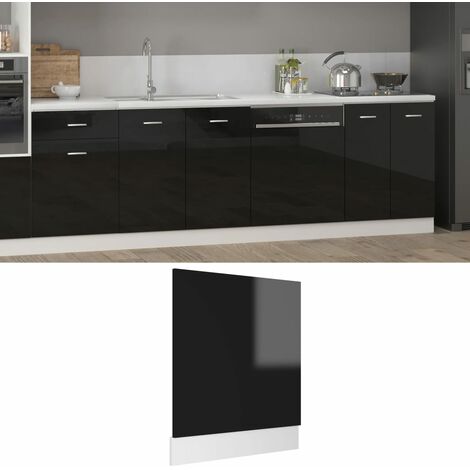Panneau de lave-vaisselle Noir brillant 59,5x3x67 cm Aggloméré