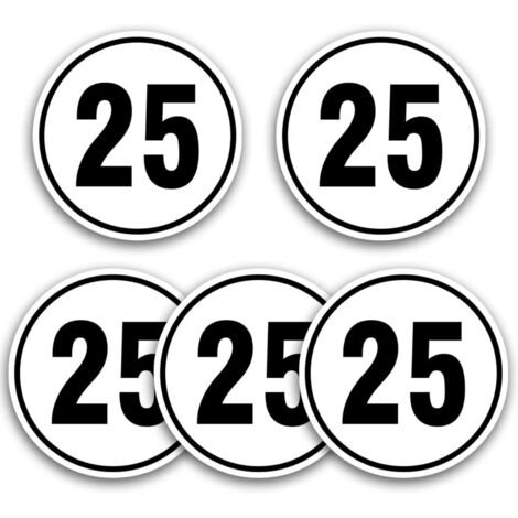 Panneau de limitation de vitesse 25 km/h, rond, 20 cm, blanc, film papier pour tracteur, camion, fauteuil roulant, utilisation en extérieur, durable et résistant aux intempéries
