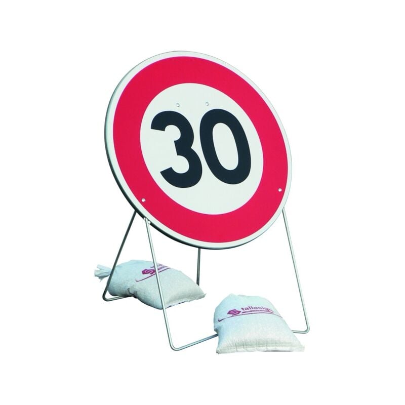 Panneau de chantier BK14 650 T1 Limitation De Vitesse 30Km/H Avec Pied Et 2 Sac De Lestage Taliaplast