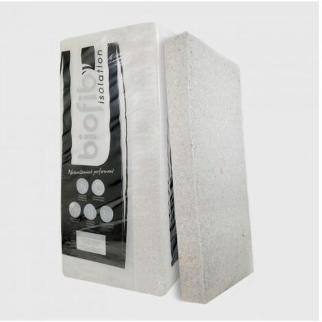 Panneau de ouate de cellulose et chanvre BIOFIB, ép. 100mm - 1250 x 600mm, 6 panneaux = 4.11m²