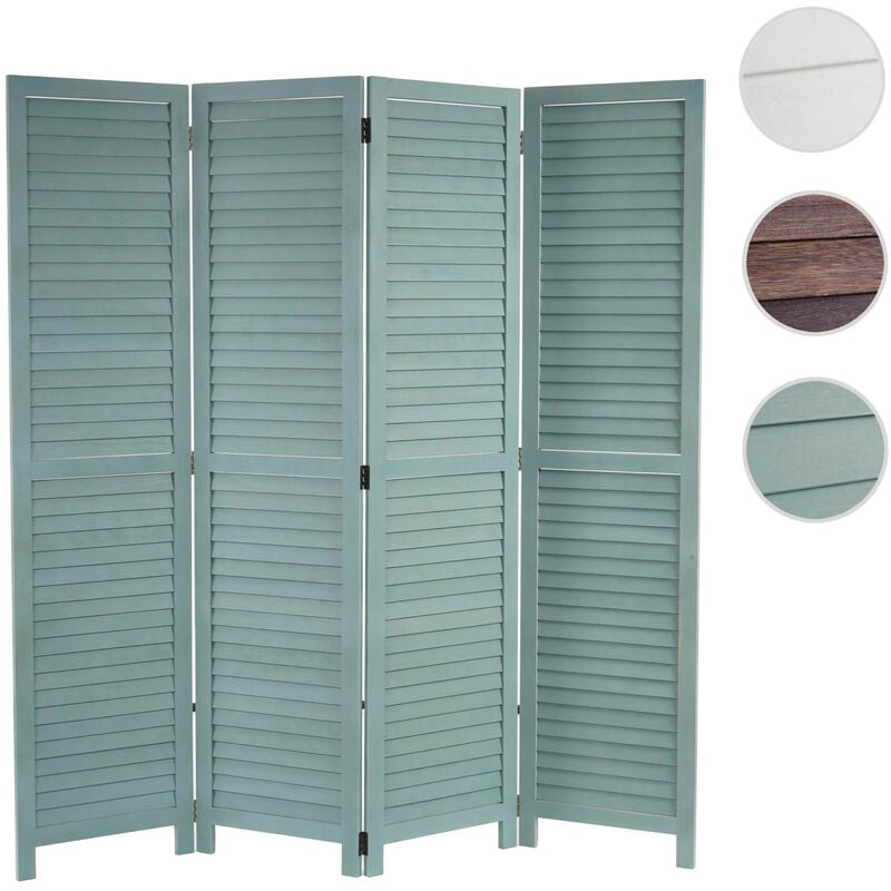 Paravent Ängelholm, cloison de séparation, style shabby, vert, 170x160cm