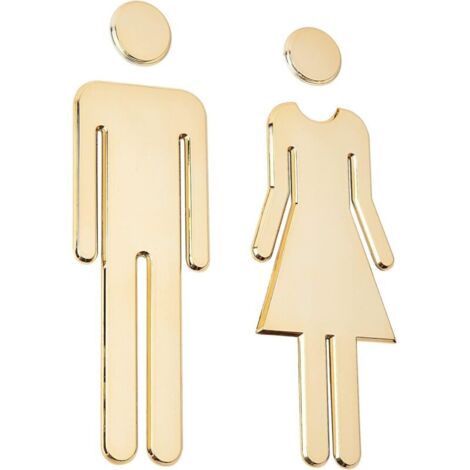 Panneau de porte de toilettes autocollant (doré) pour dames et messieurs, panneaux de porte de salle de bain pour maison, hôtel, bureau, magasin, parking, restaurant