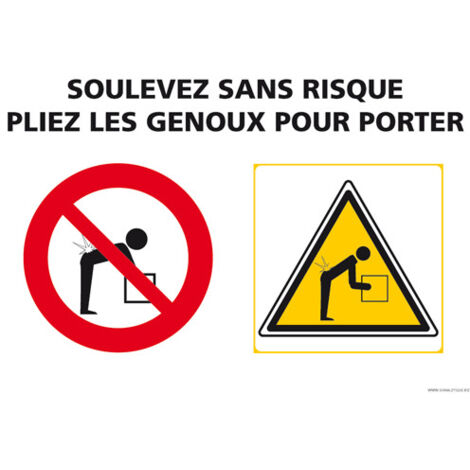 PANNEAU DE POSTURES: SOULEVEZ SANS RISQUES (A0523) - Adhésif - 105 x 75 mm