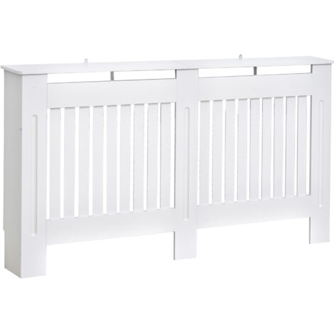 Panneau de radiateur à lattes MDF pour maison et bureau, 152x19x81 cm, Blanc