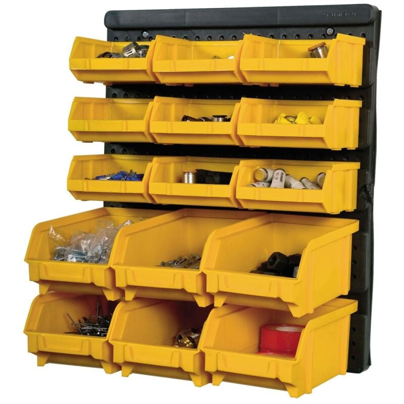 Panneau Porte Outils Mural - 15 Bacs à Becs Amovibles - Rangement et Stockage Outils et Quincaillerie - Art Plast