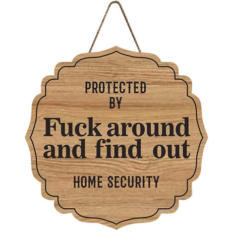 Panneau de sécurité Rustique en Bois rond Suspendu Signe de Décor Warn Yard Sign 30 cm Surveillance Humour Maison Bureau Cadeau
