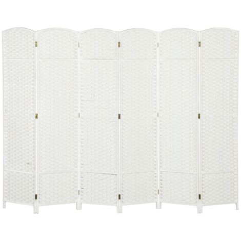 Panneau de séparation pliable 6 panneaux, paravent blanc pour salon, chambre, bureau à domicile
