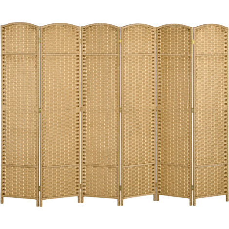 Panneau de séparation pliable 6 panneaux, paravent décoratif naturel pour salon, chambre, bureau à domicile
