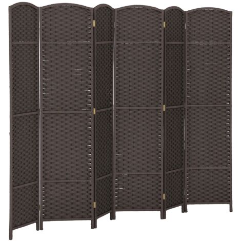 Panneau de séparation pliable 6 pièces, écran d'intimité pour salon, chambre, bureau à domicile, marron