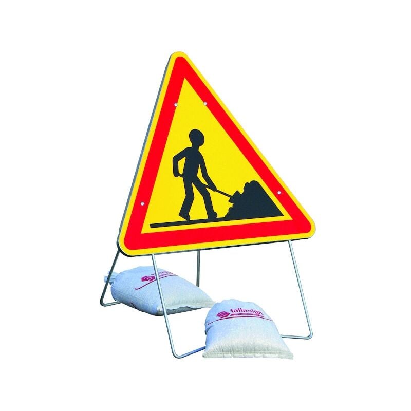 Panneau de chantier AK5 1000 T1 Travailleur Avec Pied Et 2 Sac De Lestage Taliaplast