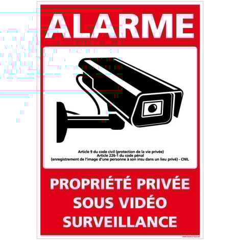 Panneau De Zone De Vidéosurveillance 30 X 20 En Aluminium