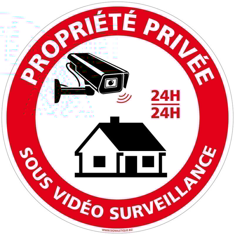 Panneau de Signalisation Alu. Panneau Interdiction. Panneau Parking, Panneau d'information Aluminium 2 mm - Propriété privée sous vidéosurveillance