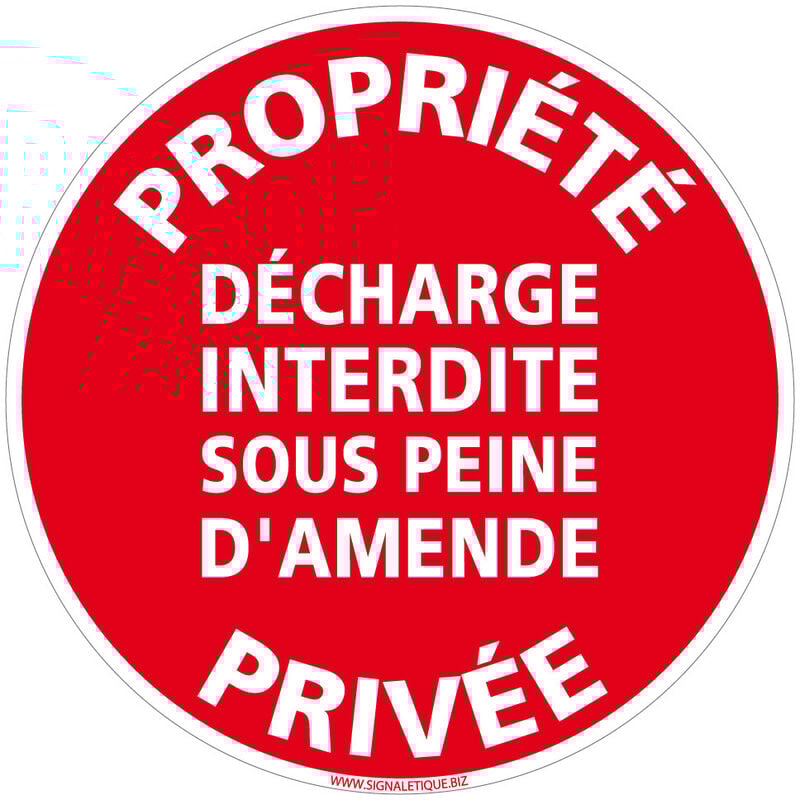 Panneau de Signalisation Alu. Panneau Interdiction. Panneau Parking, Panneau d'information Aluminium 2 mm - Propriété privée décharge interdite