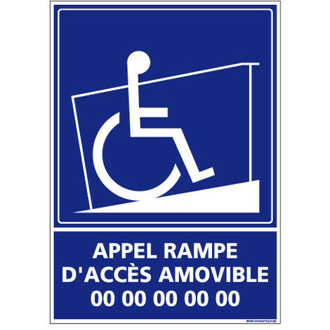 Panneau de Signalisation APPEL RAMPE D'ACCES AMOVIBLE (G1116) - Aluminium 2 mm - 300 x 420 mm