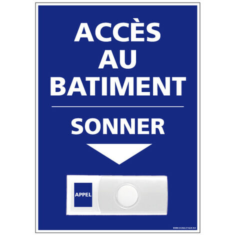 Panneau de signalisation APPEL RAMPE D'ACCES + Sonnette intégrée (G1108) - Plastique PVC 1,5 mm - 150 x 210 mm