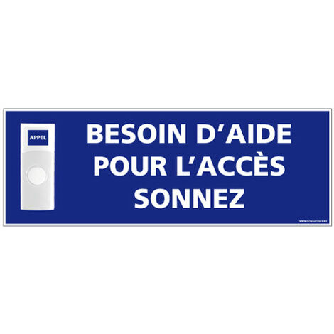 Panneau de signalisation APPEL RAMPE D'ACCES + Sonnette intégrée (G1109) - Plastique PVC 1,5 mm - 350 x 125 mm