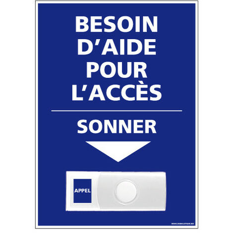 Panneau de signalisation APPEL RAMPE D'ACCES + Sonnette intégrée (G1110) - Plastique PVC 1,5 mm - 150 x 210 mm