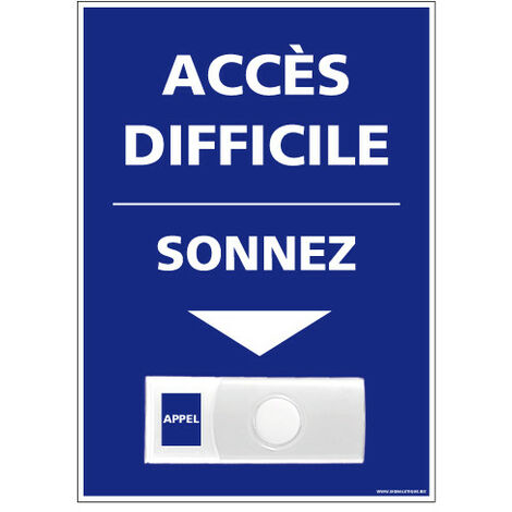 Panneau de signalisation APPEL RAMPE D'ACCES + Sonnette intégrée (G1112) - Plastique PVC 1,5 mm - 150 x 210 mm