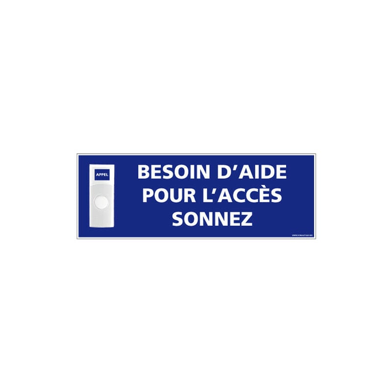 Panneau de signalisation appel rampe d'acces + Sonnette intégrée (G1109) - Plastique pvc 1,5 mm - 350 x 125 mm