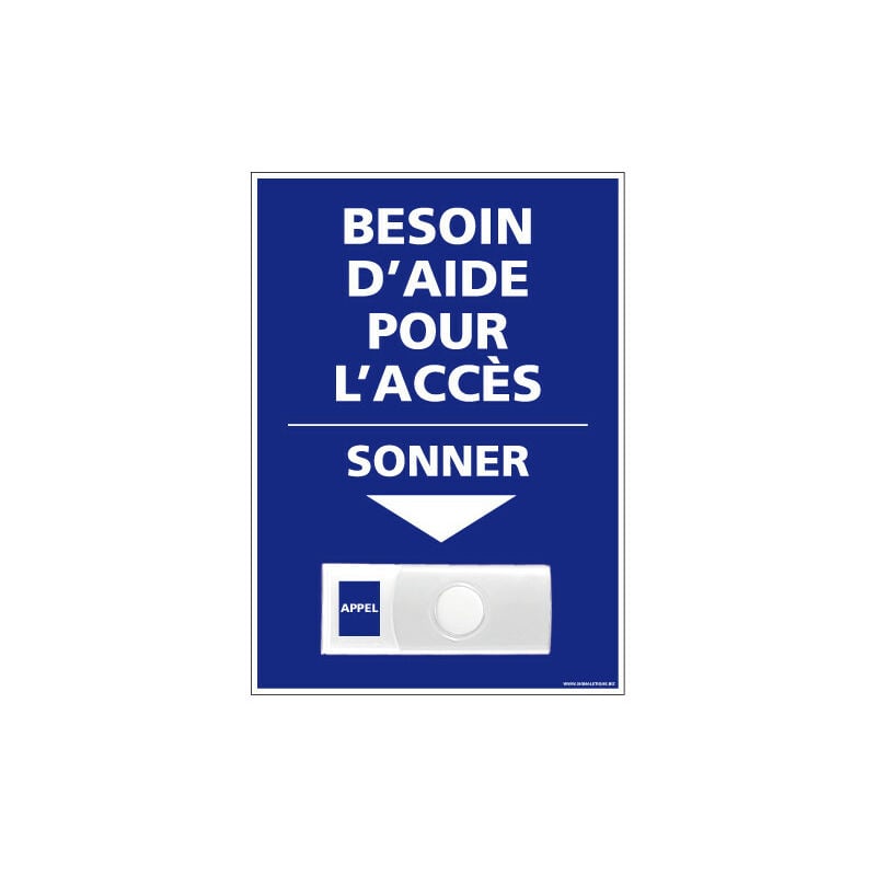 Panneau de signalisation appel rampe d'acces + Sonnette intégrée (G1110) - Plastique pvc 1,5 mm - 150 x 210 mm