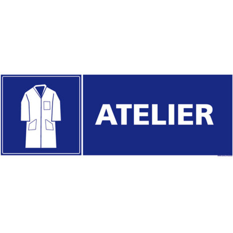 PANNEAU DE SIGNALISATION ATELIER (G1067) - Adhésif - 210 x 75 mm