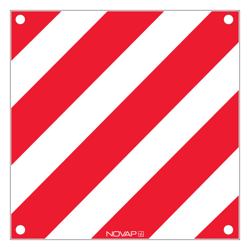 Panneau de signalisation avec œillet - Standard 480x480mm - hachuré rouge/blanc - 3340846