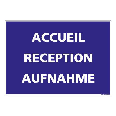 PANNEAU DE SIGNALISATION CAMPING ACCUEIL (H0218) Français-Anglais-Allemand - Adhésif - 300 x 210 mm